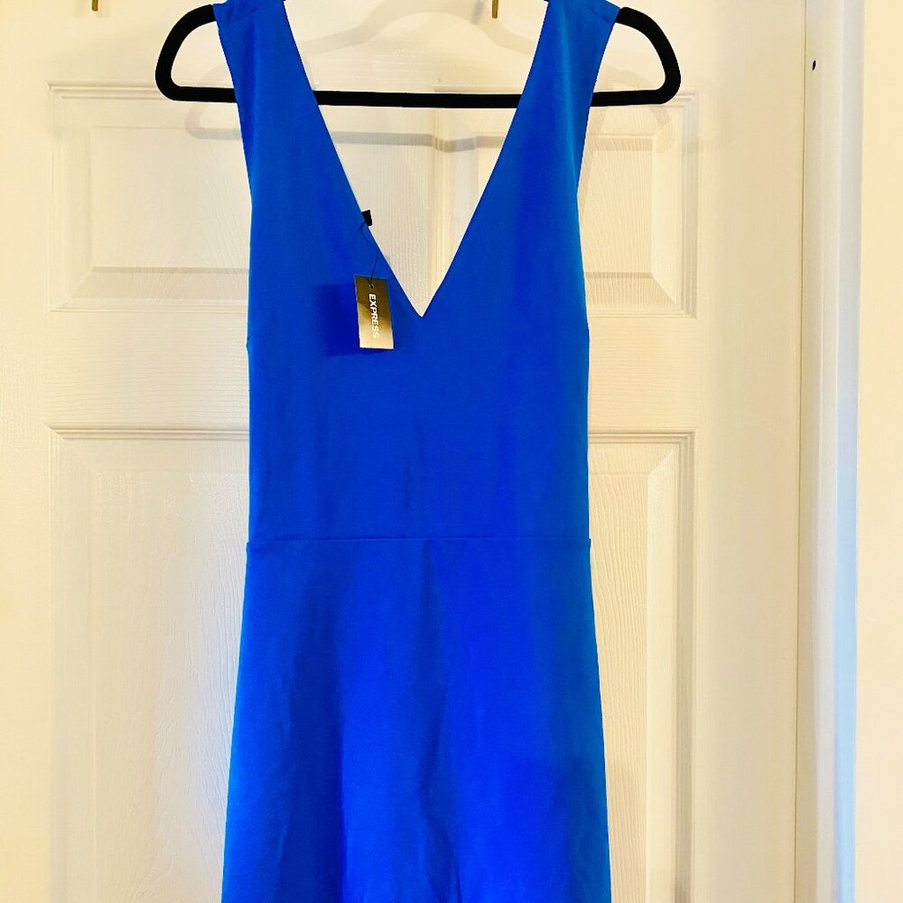 Express Blue Cross-Back Mini Dress